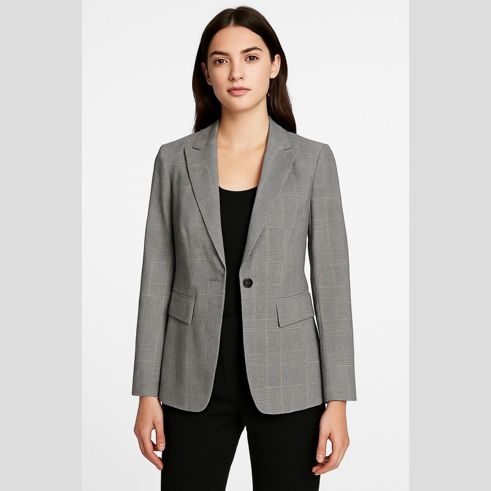 Women's Express Gray Plaid Blazer with Purple Lining, Juniors 13